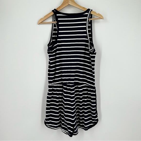 LOVE by Gap Sleep Romper Soft Stripe Blue White Pockets Shorts Size S - Picture 7 of 8